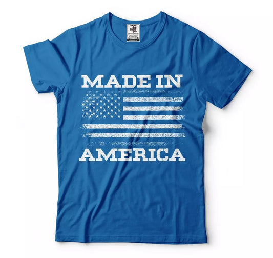 MADE IN AMERICA T-shirt Mens Shirt American USA US Flag Tee Shirt 4th of July