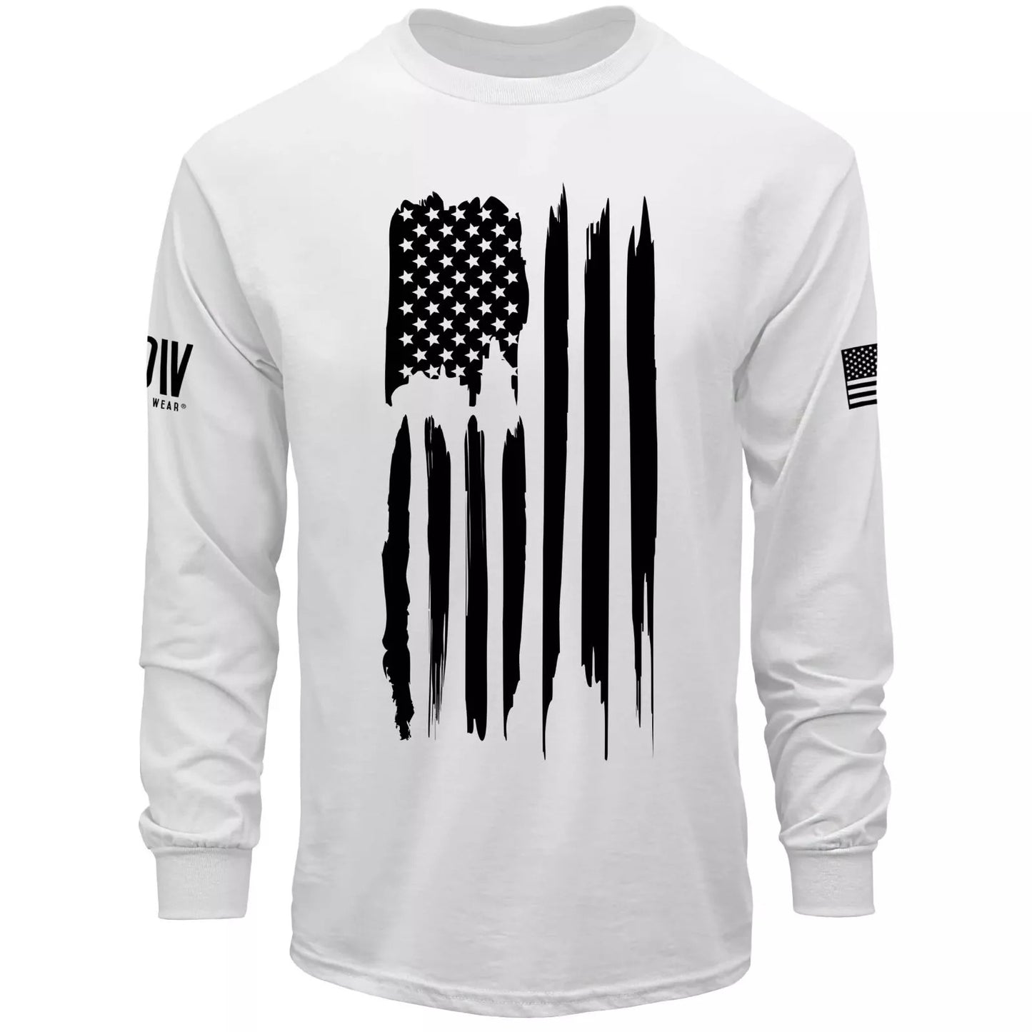 Mens Long Sleeve Shirt American Flag USA Patriotic T-Shirt