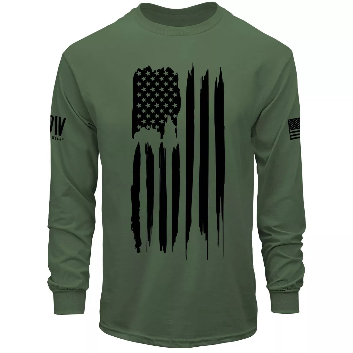 Mens Long Sleeve Shirt American Flag USA Patriotic T-Shirt