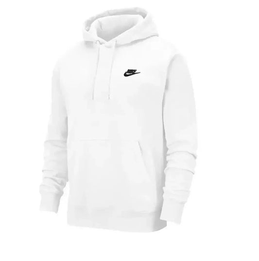 Nike Club Pullover Hoodie White Black BV2654-100 Men's Size S-XXL New