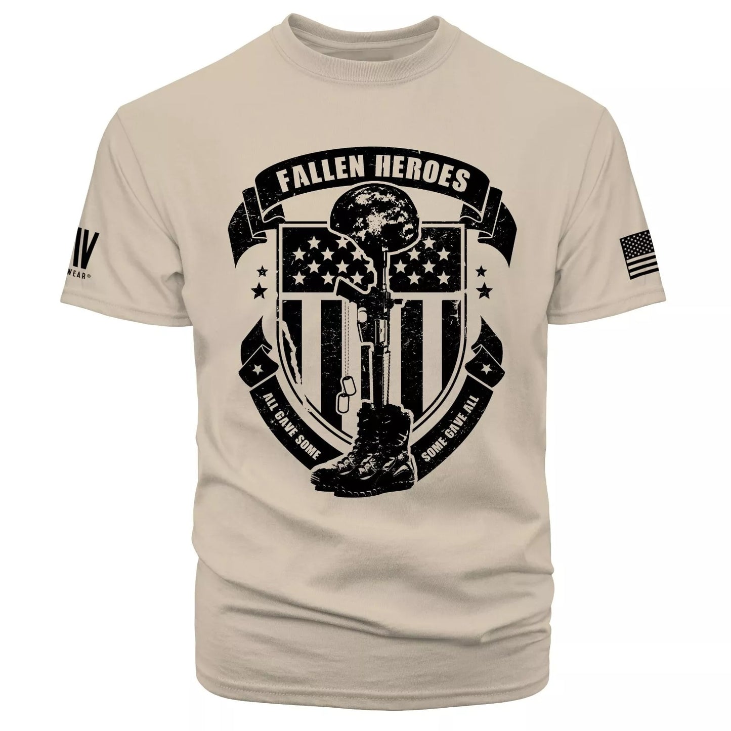 Fallen Heroes Cross Army Military Patriotic American Flag Short Sleeve T-Shirt